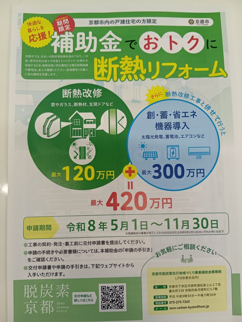 京都市　脱炭素　断熱改修補助金